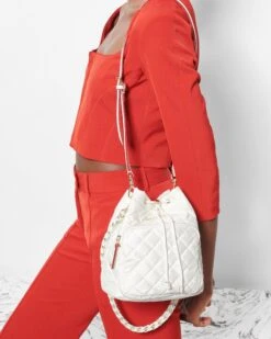 Pearl Metallic Crosby Drawstring Bucket Bag -Fashion Trend Bag Store 1333C1602 A12