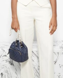 Dawn/White Crosby Drawstring Bucket Bag -Fashion Trend Bag Store 1333C1904 A10