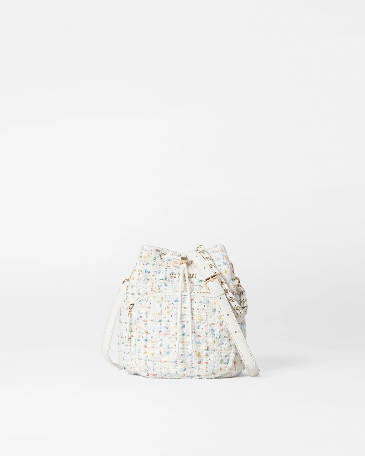 White Boucle Crosby Drawstring Bucket Bag 2 White Boucle Crosby Drawstring Bucket Bag - Image 2