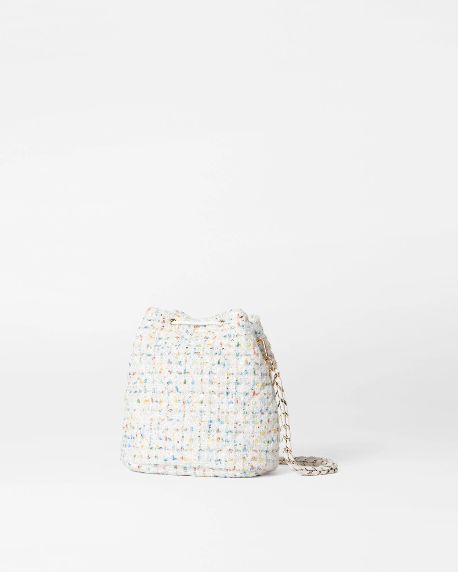 White Boucle Crosby Drawstring Bucket Bag 3 White Boucle Crosby Drawstring Bucket Bag - Image 3