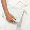 White Boucle Metro Clutch