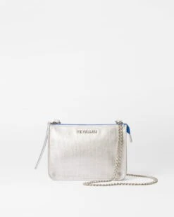 Silver Metallic Mini Leather Crossbody