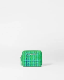 Green Spring Plaid Small Zip Round Wallet