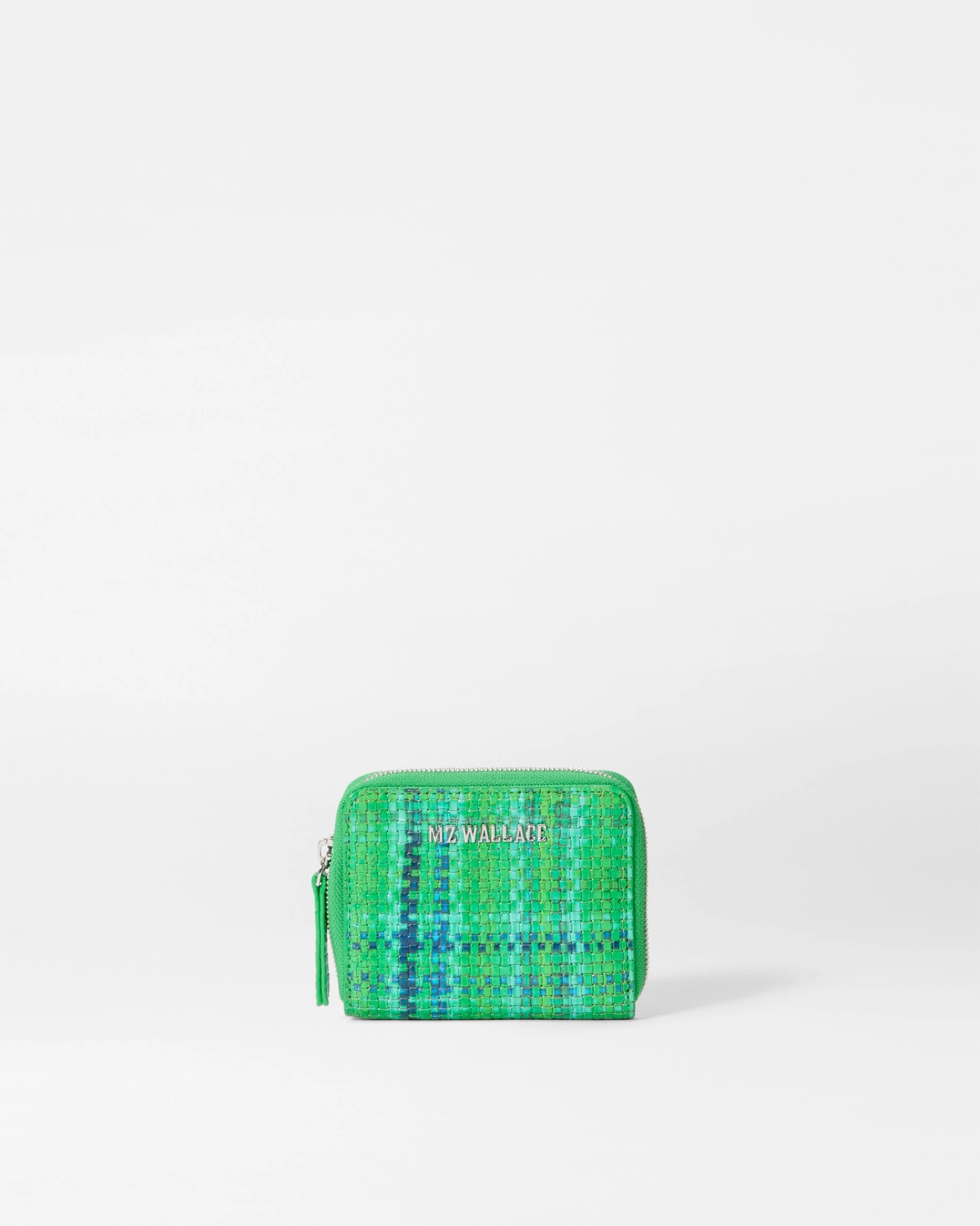 Green Spring Plaid Small Zip Round Wallet 1 Green Spring Plaid Small Zip Round Wallet