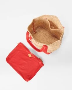 Raffia With Cherry Small Raffia Tote -Fashion Trend Bag Store 1471N1930 A3