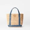 Raffia With Denim Small Raffia Tote