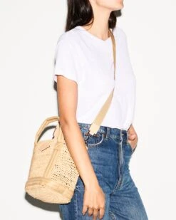 Raffia/Camel Mini Raffia Tote -Fashion Trend Bag Store 1473N1914 A11