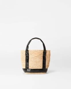 Raffia/Black Lacquer Mini Raffia Tote