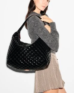 Black Lacquer Large Metro Shoulder Bag -Fashion Trend Bag Store 1481X1742 A12