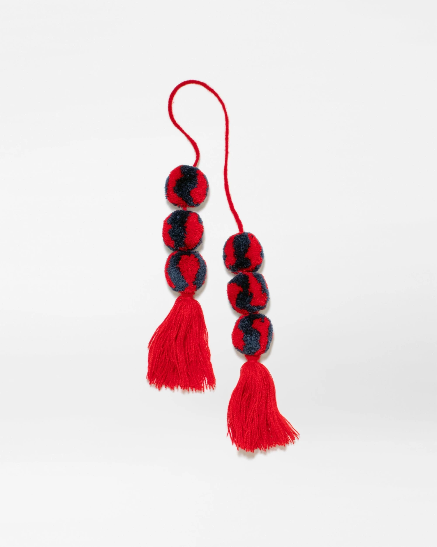 Cherry/Denim Bicolor Pom Pom Tassel 1 Cherry/Denim Bicolor Pom Pom Tassel