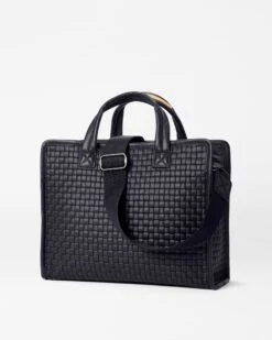 Black Medium Woven Box Tote 7 Black Medium Woven Box Tote -Fashion Trend Bag Store 1495N1590 A2