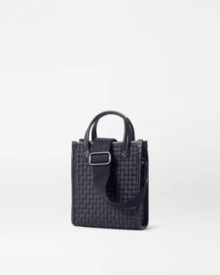 Black Micro Woven Box Tote -Fashion Trend Bag Store 1497N1590 A2