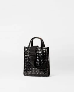 Black Lacquer Micro Woven Box Tote 7 Black Lacquer Micro Woven Box Tote -Fashion Trend Bag Store 1497N1742 A2