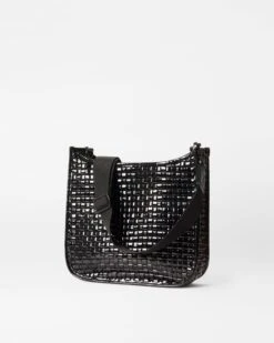 Black Lacquer Woven Box Crossbody -Fashion Trend Bag Store 1500N1742 A2
