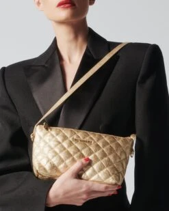 Pale Gold Mini Buckle Shoulder Bag -Fashion Trend Bag Store 1501N1874 A12