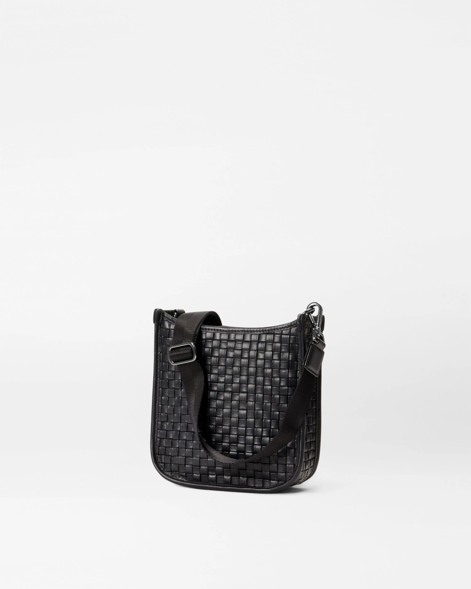 Black Leather Small Woven Box Crossbody 3 Black Leather Small Woven Box Crossbody - Image 3