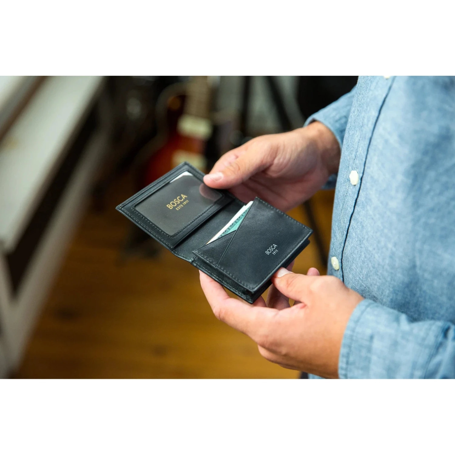 Bosca Nappa Leather Full Gusset, 2 Pocket Card Case With ID 6 Bosca Nappa Leather Full Gusset, 2 Pocket Card Case With ID - Image 6